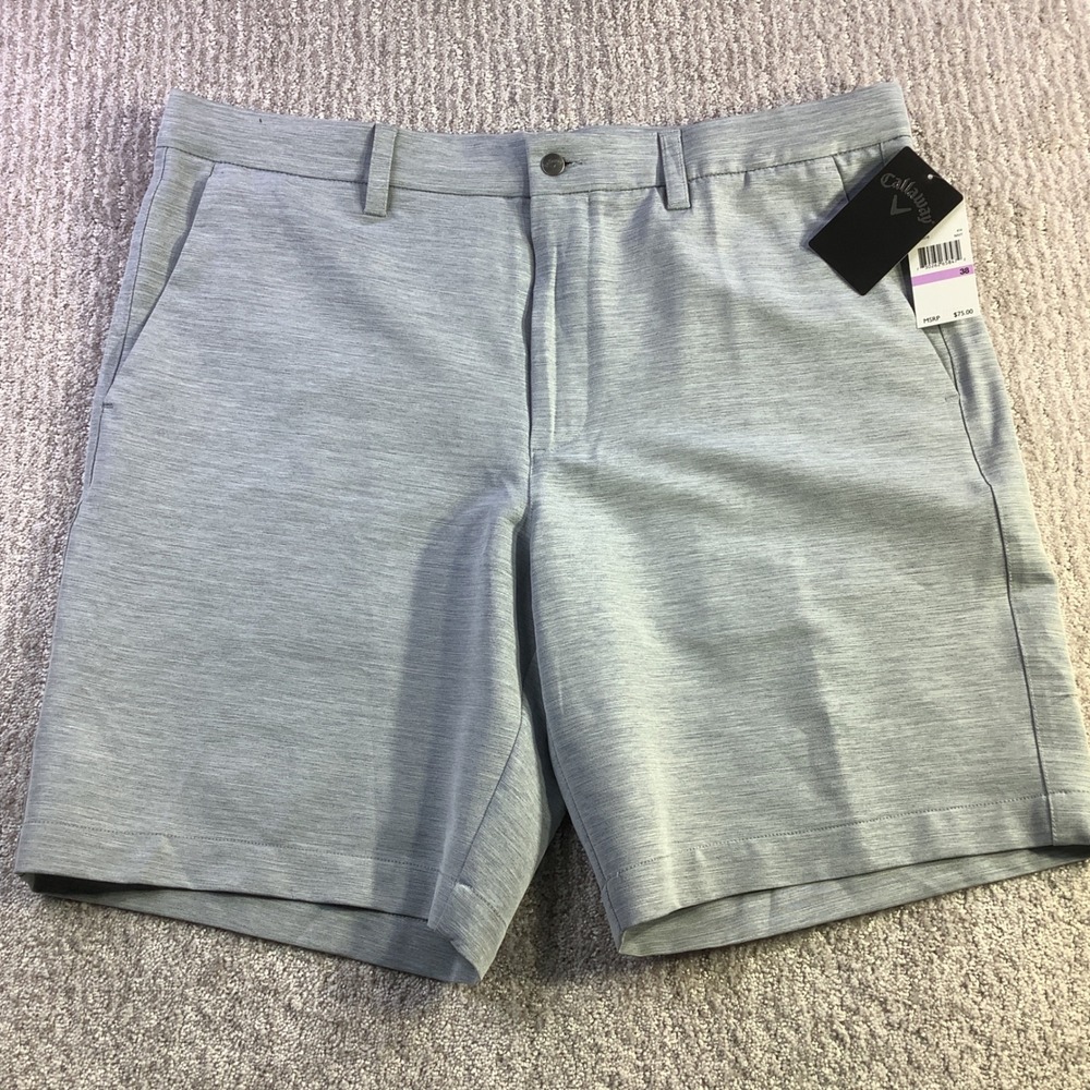 Callaway Mens Golf Shorts 38W Opti-Dri Stretch Sun Protection Gray NWT